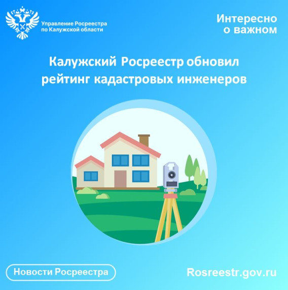 Калужский Росреестр обновил рейтинг кадастровых инженеров. Калужский Росреестр обновил рейтинг кадастровых инженеров.